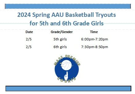 Additional 5th & 6th grade girls tryouts for the website